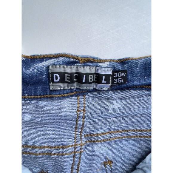 Decibel Stacked With Gusset Jeans Patched Distressed Ice Wash Denim Men’s 30x35 - Picture 11 of 16